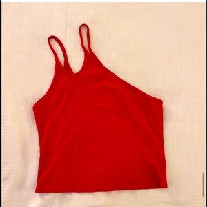 MUST GO!!! Asymmetrical strappy top- RED Size Small